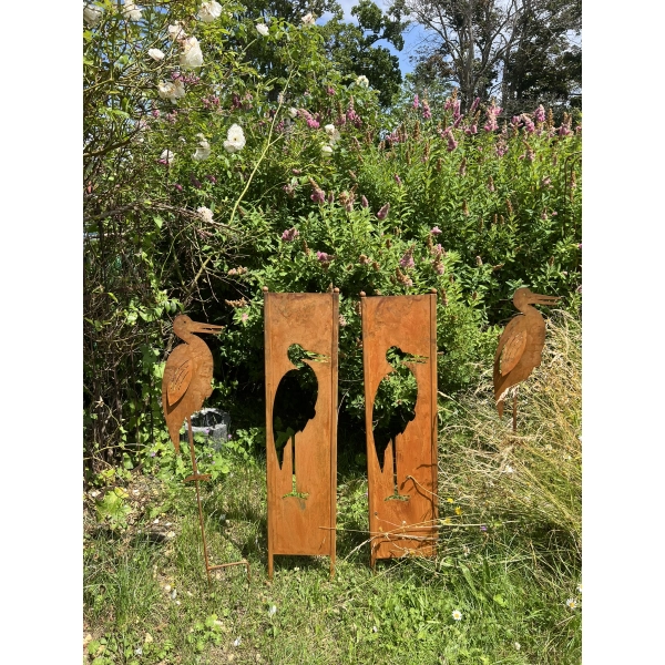 Panel ogrodowy parawan dekoracyjny metal patyna 120cm CZAPLA / ŻURAW